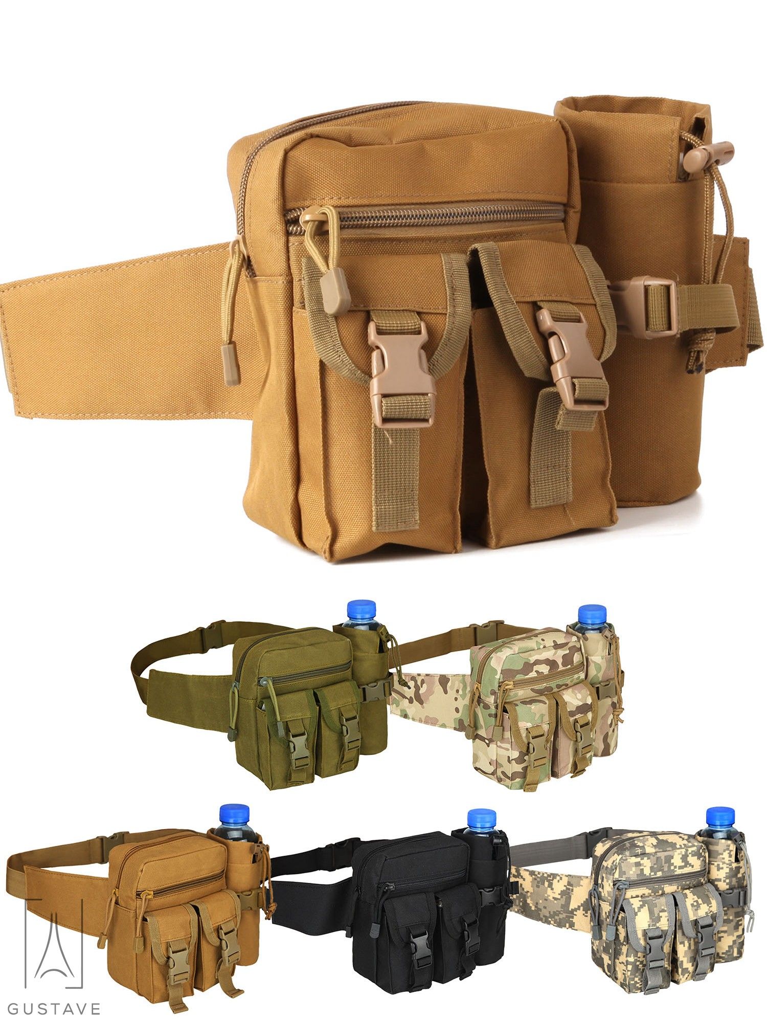 Tactical sports belt bag camouflage storage small spray bottle//Ipad mini//gloves